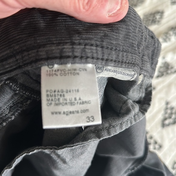 AG 5 pocket gun metal color corduroys. Size 33x30 - Picture 5 of 5